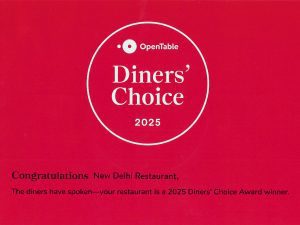 OpenTable.com - Diners' Choice Award 2025 - New Delhi Restaurant
