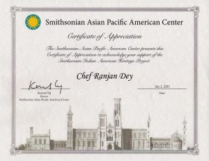 Smithsonian Asian Pacific American Center - Certificate of Appreciation - Ranjan Dey - Konrad Ng - Tuesday July 2nd 2013